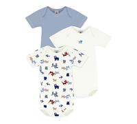 Petit Bateau 3er-Pack Bodys kurzarm Ringel Hunde 74 natur/bunt