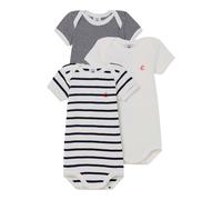 Petit Bateau 3er-Pack Bodys kurzarm Uni Ringel 92