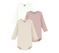 Petit Bateau 3er-Pack Bodys langarm 80 natur/beige/rosa