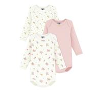 Petit Bateau 3er-Pack Bodys langarm Blumen 92 natur/rosa