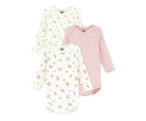 Petit Bateau 3er-Pack Bodys langarm Blumen 92 natur/rosa