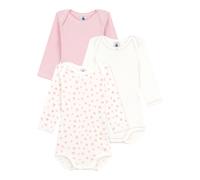 Petit Bateau 3er-Pack Bodys langarm Herzen Ringel 80 natur/rosa