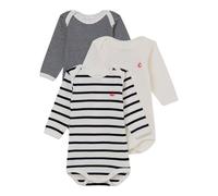 Petit Bateau 3er-Pack Bodys langarm Uni Ringel 86