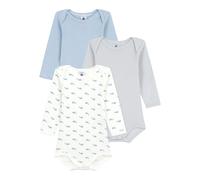 Petit Bateau 3er-Pack Bodys langarm Wale Ringel 86 natur/blau