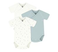 Petit Bateau 3er-Pack Wickelbody kurzarm Ringel Pfoten 50 natur/salbei