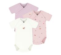 Petit Bateau 3er-Pack Wickelbodys kurzarm Ringel Erdbeeren 50 rosa/natur