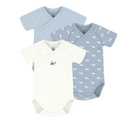 Petit Bateau 3er-Pack Wickelbodys kurzarm Ringel Wale 62 blau/natur