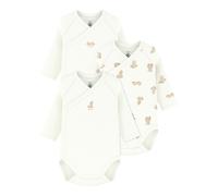 Petit Bateau 3er-Pack Wickelbodys langarm Bären 68 natur/beige