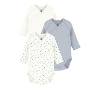 Petit Bateau 3er-Pack Wickelbodys langarm Herzen 50 natur/blau
