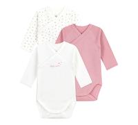 Petit Bateau 3er-Pack Wickelbodys langarm Herzen 50 natur/rosa