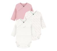 Petit Bateau 3er-Pack Wickelbodys langarm Herzen 50 natur/rosa