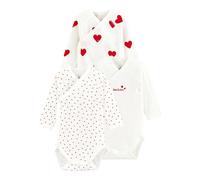 Petit Bateau 3er-Pack Wickelbodys langarm Herzen 68