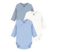 Petit Bateau 3er-Pack Wickelbodys langarm Mond Sterne 50 blau/natur