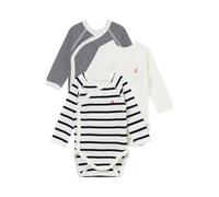 Petit Bateau 3er-Pack Wickelbodys langarm Uni Ringel Streifen 62