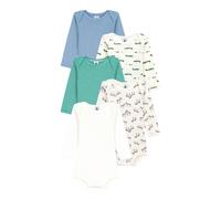 Petit Bateau 5er-Pack Bodys langarm Krokodile Zebras Ringel 74 natur/grün/blau