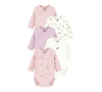 Petit Bateau 5er-Pack Wickelbodys langarm Blumen Erdbeeren 62 rosa/natur