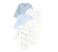 Petit Bateau 5er-Pack Wickelbodys langarm Wale Herzen Ringel 50 natur/blau