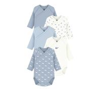 Petit Bateau 5er-Pack Wickelbodys langarm Wale Wolken 68 blau/natur