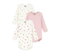 Petit Bateau 3er-Pack Bodys langarm Blumen 68 natur/rosa
