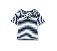 Petit Bateau Baby Mädchen Kurzarmbluse, Blau Medieval / Weiss Marshmallow, 12 Monate