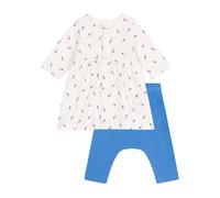 Petit Bateau Baby Mädchen Langarmkleid und Leggings A0dc9, Weiß/Mehrfarbig, 12 Monate