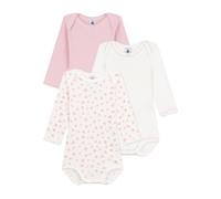 3er-Pack Langarm-Bodys Baby PETIT BATEAU, Herzmuster rosa Gr. 68