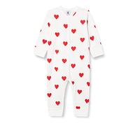 Petit Bateau Baby Mädchen Pyjama ohne Fuß für einen guten Schlaf, Weiss Marshmallow / Rot Terkuit, 6 Monate