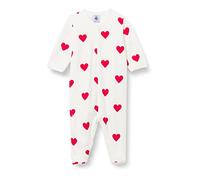 Petit Bateau Baby Mädchen Pyjama zum Schlafen gut, Weiss Marshmallow / Rot Terkuit, 18 Monate