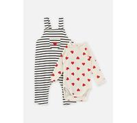 Petit Bateau - Bekleidung Ensemble Salopette & Body Cœurs Rouges e - weiß - Größe 18M