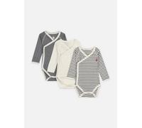 Petit Bateau - Bekleidung Lot de 3 bodies Croisés Manches Longues Marinière - weiß - Größe 00M
