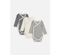 Petit Bateau - Bekleidung Lot de 3 bodies Croisés Manches Longues Marinière - weiß - Größe 12M