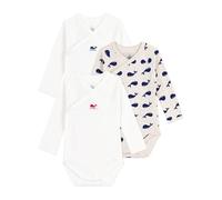 3er-Pack Wickelbodys mit langen Ärmeln Baby PETIT BATEAU, Baumwolle weiß Gr. 74