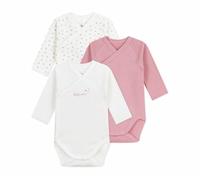 Petit Bateau 3er-Pack Wickelbodys langarm Herzen 56 natur/rosa