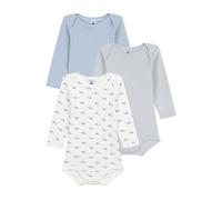 Petit Bateau 3er-Pack Bodys langarm Wale Ringel 80 natur/blau