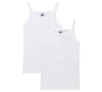 2er-Pack Kinder Trägerhemden PETIT BATEAU, Bio-Baumwolle weiß Gr. 110