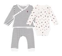Petit Bateau Unisex Baby 3-teiliges Set A0bna, Weiß/Blau, 12 Monate