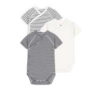 Petit Bateau 3er-Pack Wickelbodys kurzarm Uni Ringel 68 weiß/marine