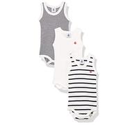 Petit Bateau - Trägerbody SM 3er-Pack gestreift in marshmallow/smoking Gr.56/62