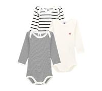 Petit Bateau - Langarmbody USML 3er-Pack in marshmallow/smoking Gr.56/62