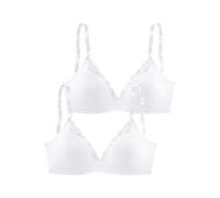 Bralette-BH PETITE FLEUR Gr. 70, Cup C, weiß (2 x weiß) Damen BHs Wäsche Teenie-BH BH BH-Set Bralettes ohne Bügel aus Baumwolle mit Spitze (873195-70)