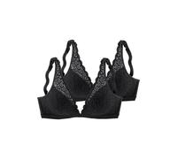Bralette-BH PETITE FLEUR, Damen, Gr. 80, Cup D, schwarz (2xschwarz), Spitze, Obermaterial: 90% Polyamid, 10% Elasthan, BHs BH Spitzenwäsche BH-Set Spitzen-BH Triangel-BH Bralette, ohne Bügel aus Spitz