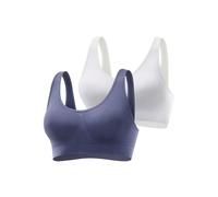 Bralette-BH PETITE FLEUR, Damen, Gr. L (44/46), N-Gr, blau (marine, weiß), Microtouch, Obermaterial: 88% Polyamid, 12% Elasthan, Basic, bequem, BHs BH-Set Bralette, SEAMLESS ohne Bügel - auch ideal fü