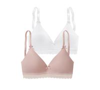 Bralette-BH PETITE FLEUR, Damen, Gr. 90, Cup D, weiß (rose, weiß), Jersey, Obermaterial: 80% Baumwolle, 10% Elasthan, 10% Polyamid, Basic, BHs BH BH-Set Bralette Bügelloser-BH, ohne Bügel mit Spitzenb