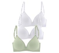 Bralette-BH PETITE FLEUR, Damen, Gr. 70, Cup A, grün (2xweiß, 1xmint), Jersey, Obermaterial: 75% Baumwolle, 15% Elasthan, 10% Polyester, BHs Bralette Bügelloser-BH, ohne Bügel im Triangel-Schnitt (747