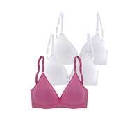 Bralette-BH PETITE FLEUR, Damen, Gr. 70, Cup B, pink (pink, weiß, weiß), Jersey, Obermaterial: 75% Baumwolle, 15% Elasthan, 10% Polyester, Basic, BHs, ohne Bügel im Triangel-Form aus schöner Baumwolle