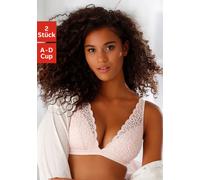 Bralette-BH PETITE FLEUR, Damen, Gr. 90, Cup A, rosa (puder, schwarz), Spitze, Obermaterial: 90% Polyamid, 10% Elasthan, BHs BH Spitzenwäsche BH-Set Spitzen-BH Triangel-BH Bralette, ohne Bügel aus Spi