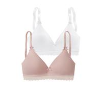Bralette-BH "BH ohne Bügel, Baumwoll-BH", Damen, Gr. 85, Cup A, weiß (rose, weiß), Jersey, Obermaterial: 80% Baumwolle, 10% Elasthan, 10% Polyamid, PETITE FLEUR BY LASCANA, Basic, BHs BH BH-Set Bralet