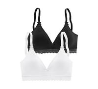 Bralette-BH "BH ohne Bügel, Baumwoll-BH", Damen, Gr. 90, Cup C, schwarz-weiß (weiß, schwarz), Jersey, Obermaterial: 80% Baumwolle, 10% Elasthan, 10% Polyamid, PETITE FLEUR BY LASCANA, Basic, BHs BH BH