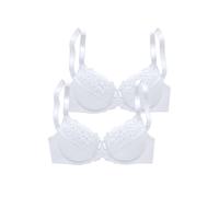 Bügel-BH, Damen, Gr. 115, Cup F, weiß (2xweiß), Spitze, Obermaterial: 90% Polyamid, 10% Elasthan, PETITE FLEUR BY LASCANA, BHs Bügel-BH, mit elastischer Spitze, Dessous - ideal für große Größen (42327