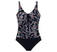 petite fleur Badeanzug, mit Rüschen 38, Cup C schwarz Damen Badeanzüge Damenbademode Badeanzug 38, Cup C schwarz, bedruckt